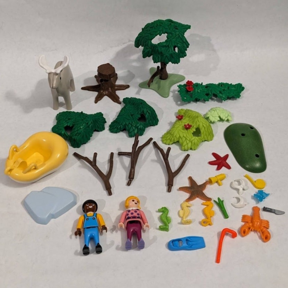 Playmobil Mixed Lot Figures Animals Trees Accessories Parts Replacement 38 Piece